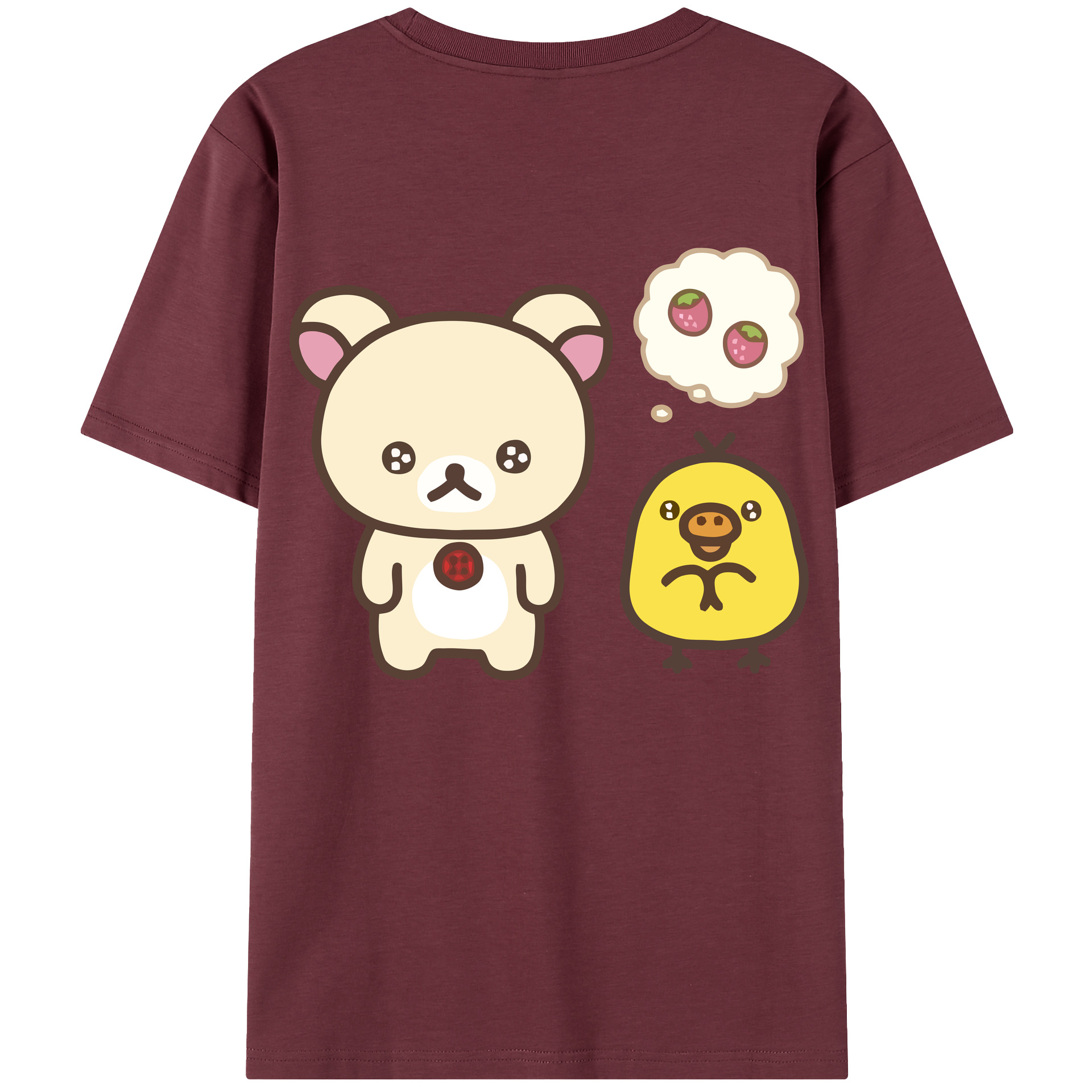（画像用） リラックマ リラックマ キイロイトリ Rilakkuma Korilakkuma Kiiroitori 綿100％半袖Tシャツ（背面プリント）